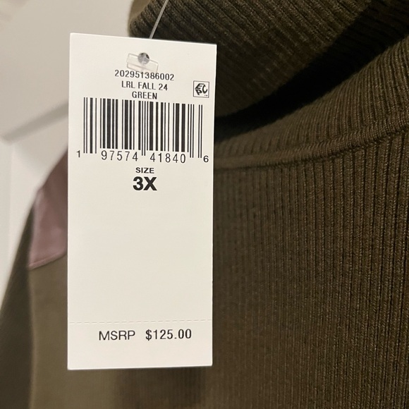 Lauren Ralph Lauren Women's Faux Leather Trim Ribbed Turtleneck-NWT-size 3X - Picture 10 of 10